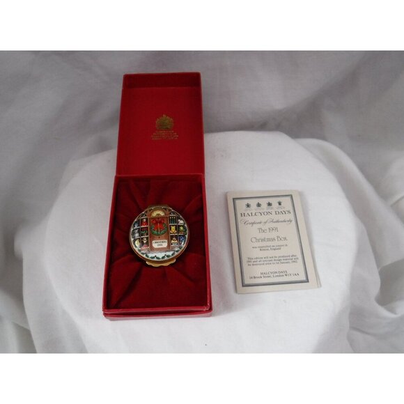 Enamel Box, Halcyon Days, Christmas 1991, Snuff Box, Pill Box, Jewelry box, - Picture 3 of 6